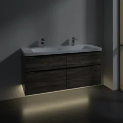 V&b subway 3.0 servantskap 127x57 stone oak m/lys håndtak i volcano black