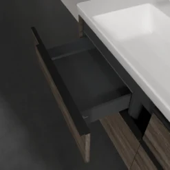 V&b subway 3.0 servantskap 127x57 stone oak m/lys håndtak i volcano black