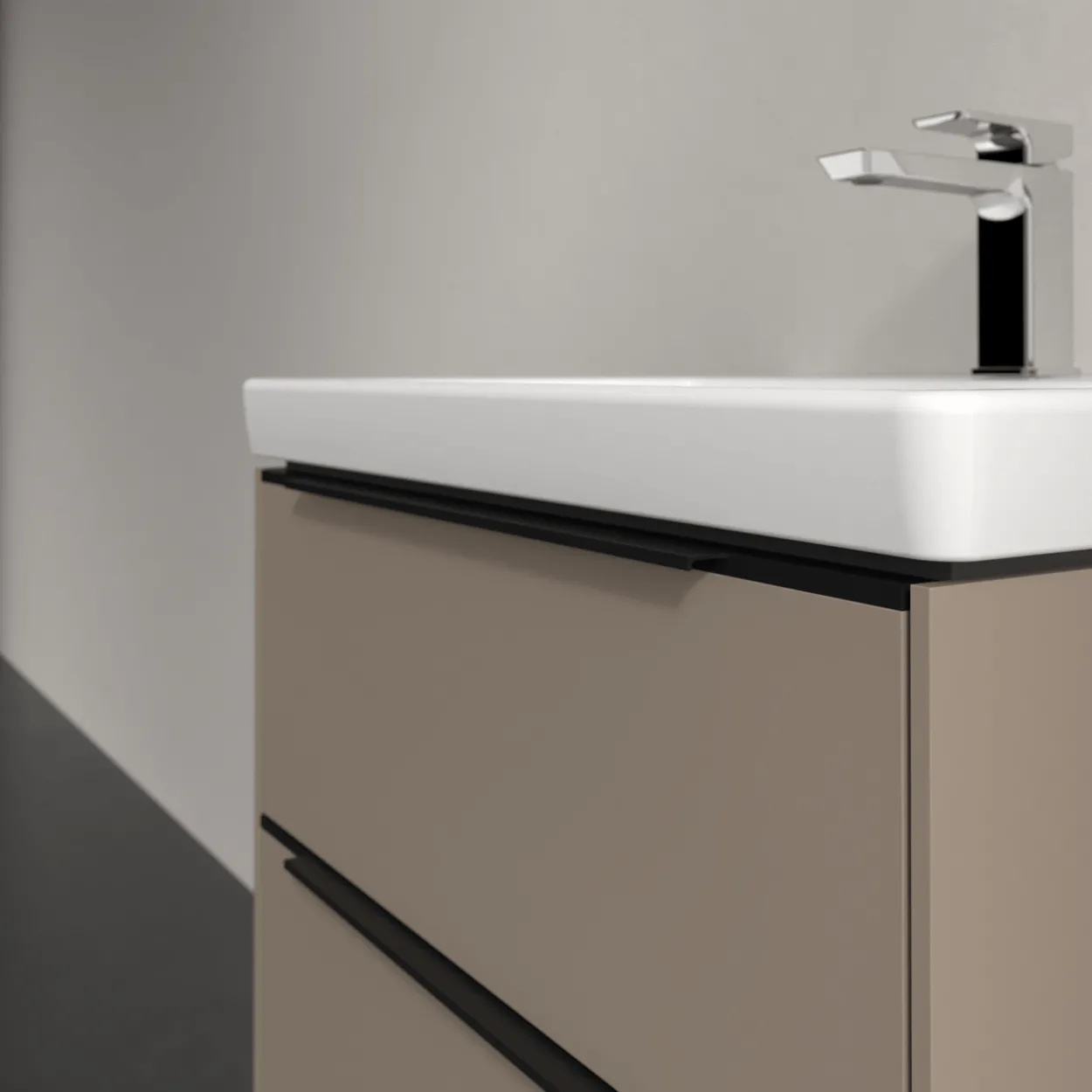 V&b subway 3.0 servantskap 57x47 taupe håndtak i volcano black