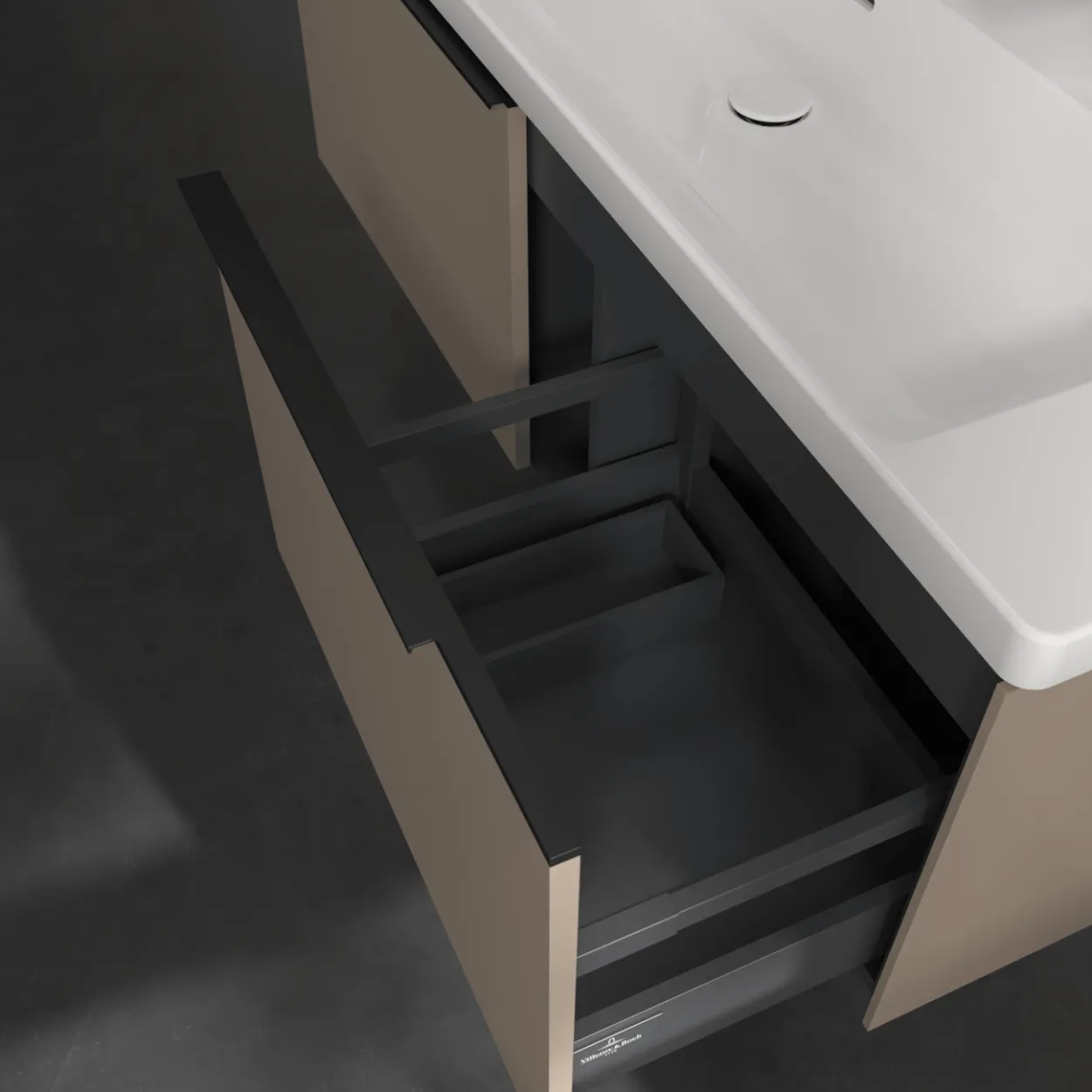 V&b subway 3.0 servantskap 127x42 taupe håndtak i volcano black