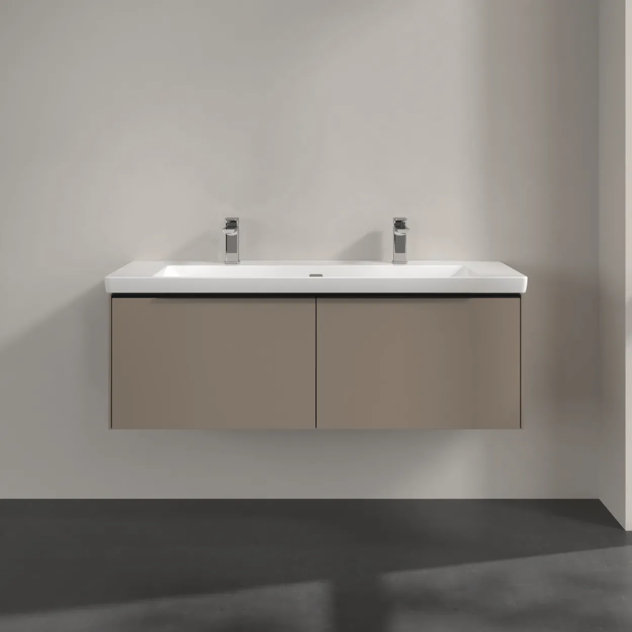 V&b subway 3.0 servantskap 127x42 taupe håndtak i volcano black