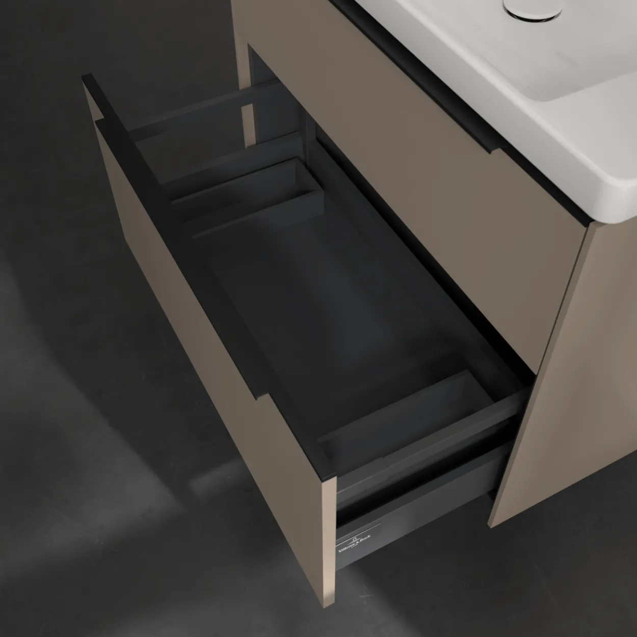 V&b subway 3.0 servantskap 77x57 taupe håndtak i volcano black