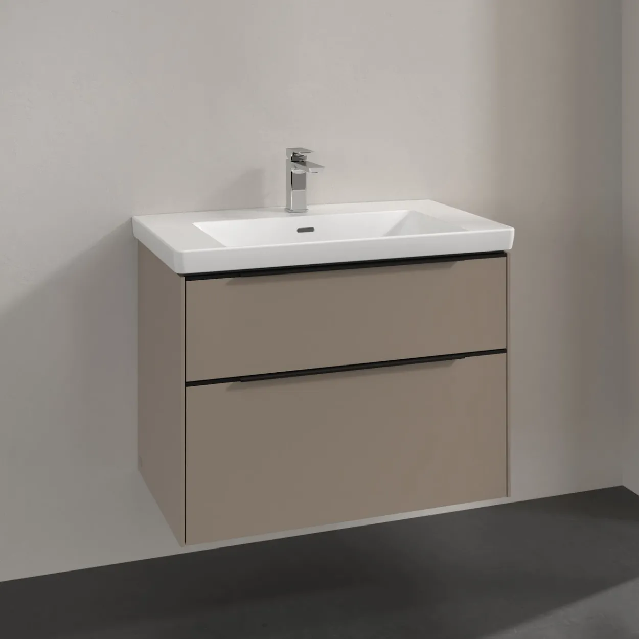 V&b subway 3.0 servantskap 77x57 taupe håndtak i volcano black