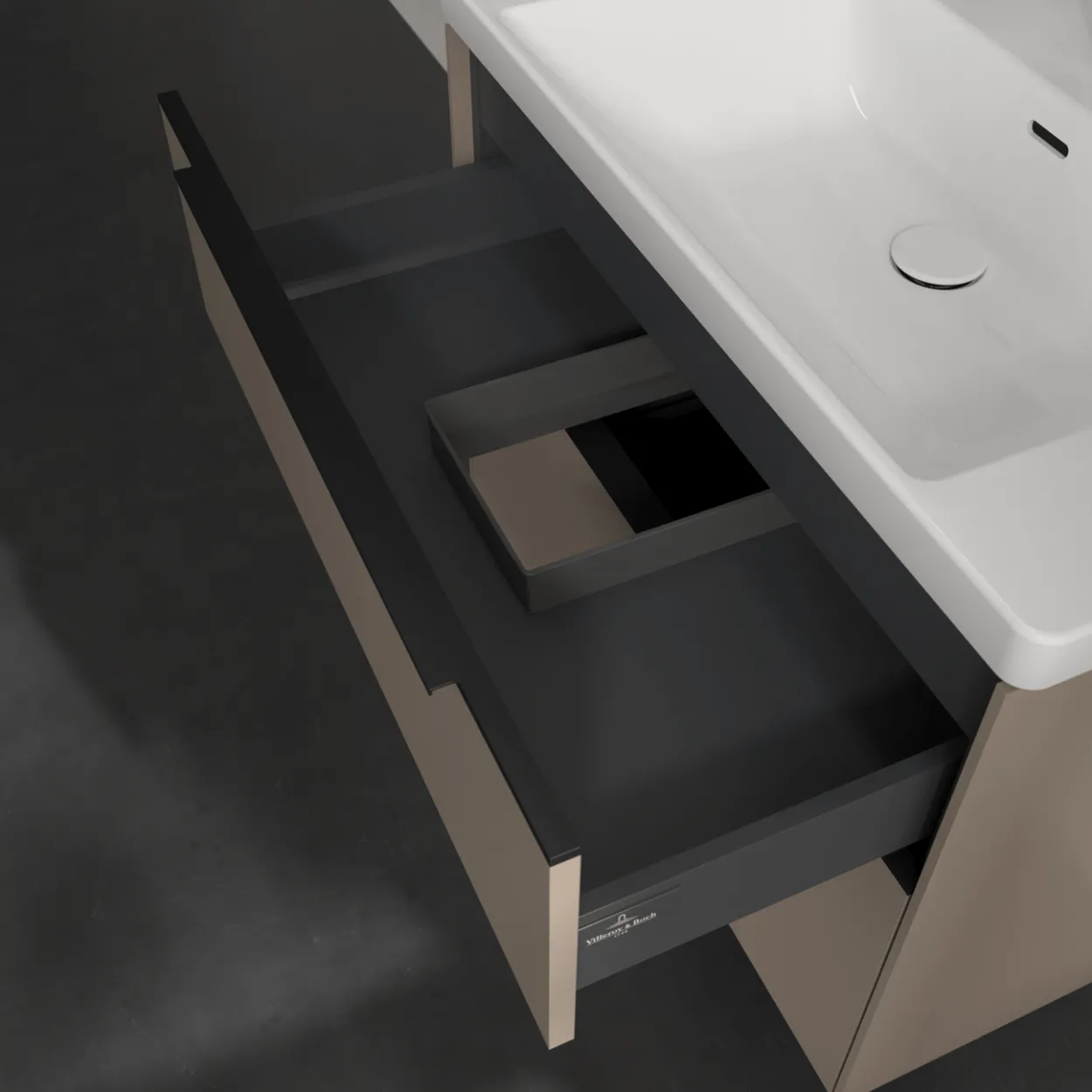 V&b subway 3.0 servantskap 77x57 taupe håndtak i volcano black