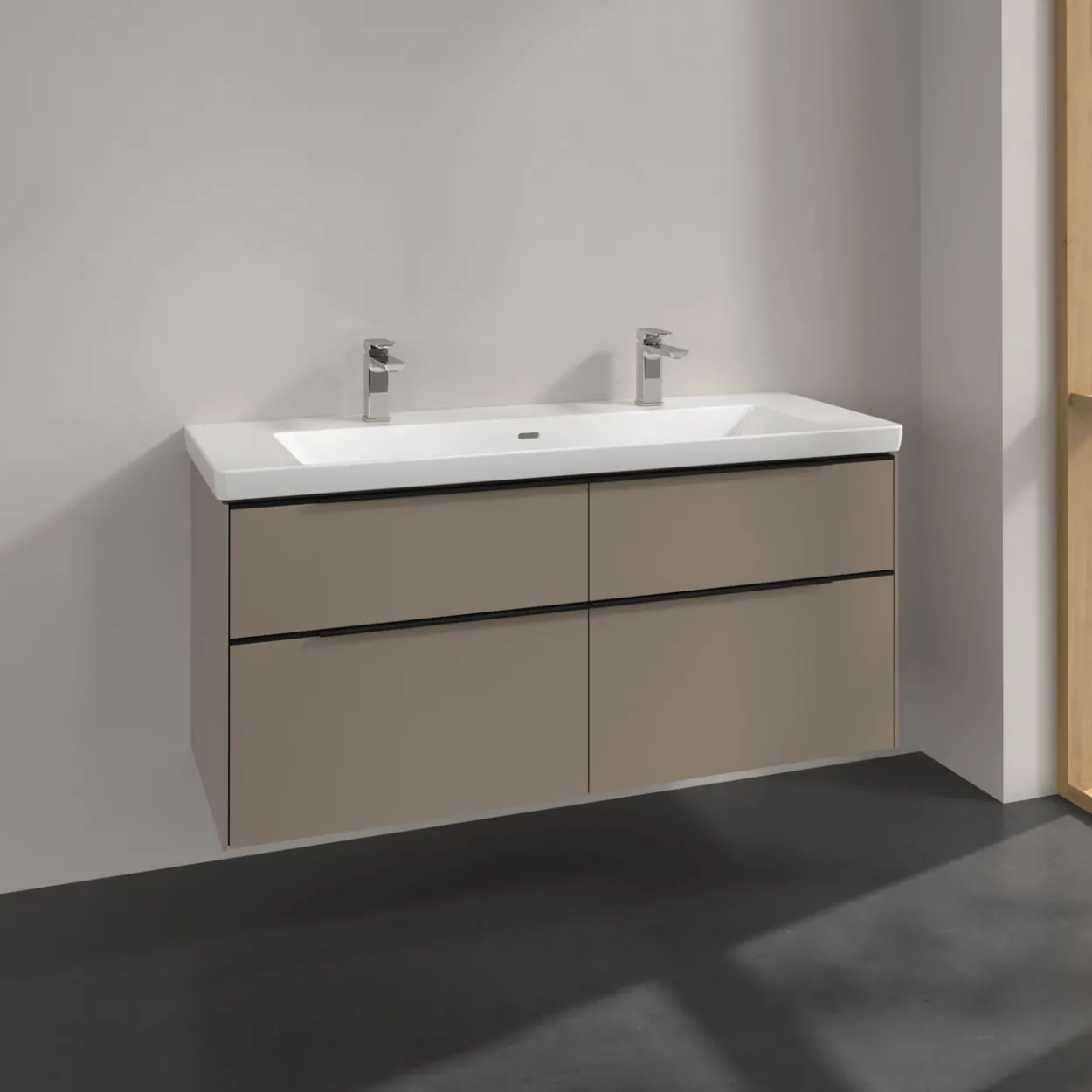 V&b subway 3.0 servantskap 127x57 taupe håndtak i volcano black