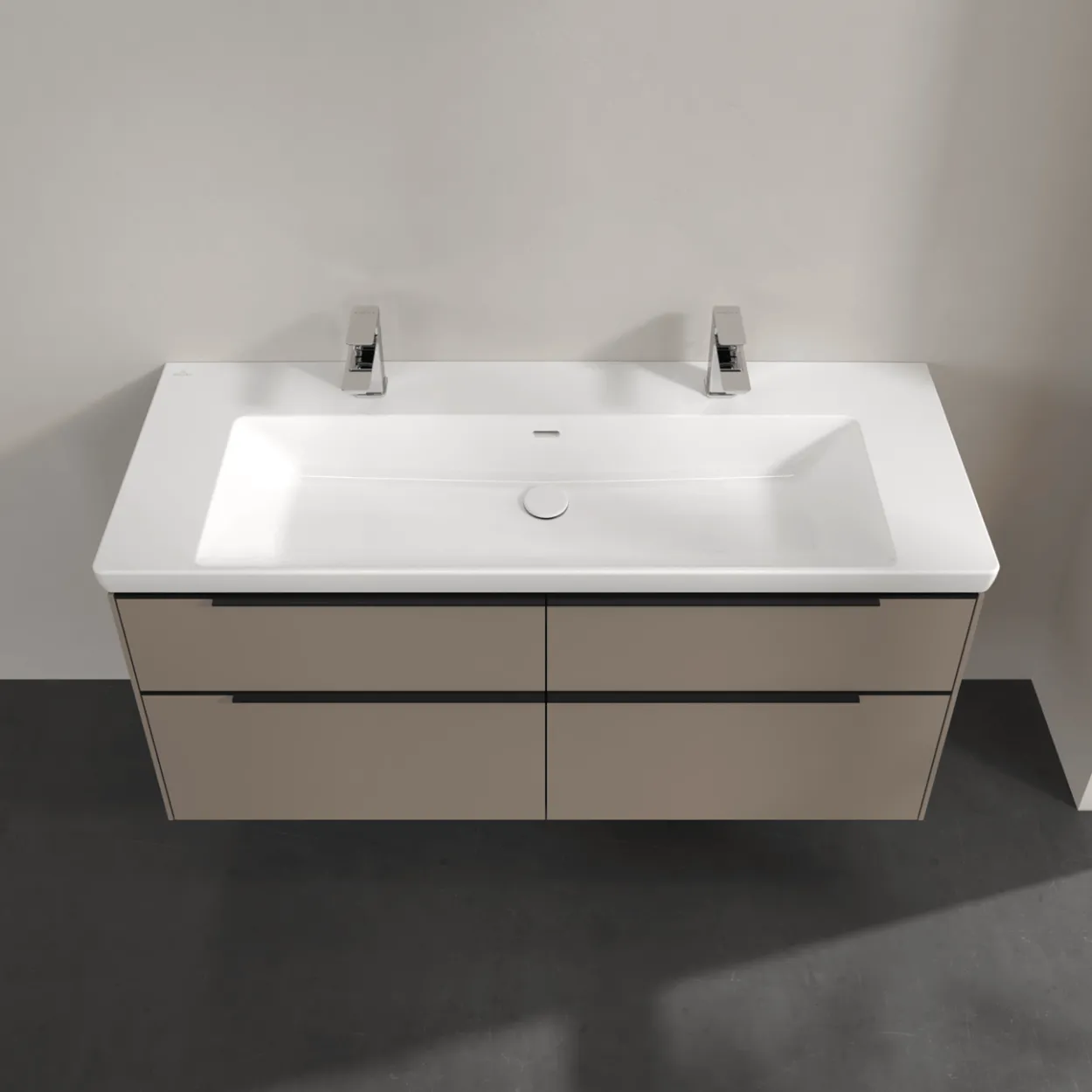 V&b subway 3.0 servantskap 127x57 taupe håndtak i volcano black