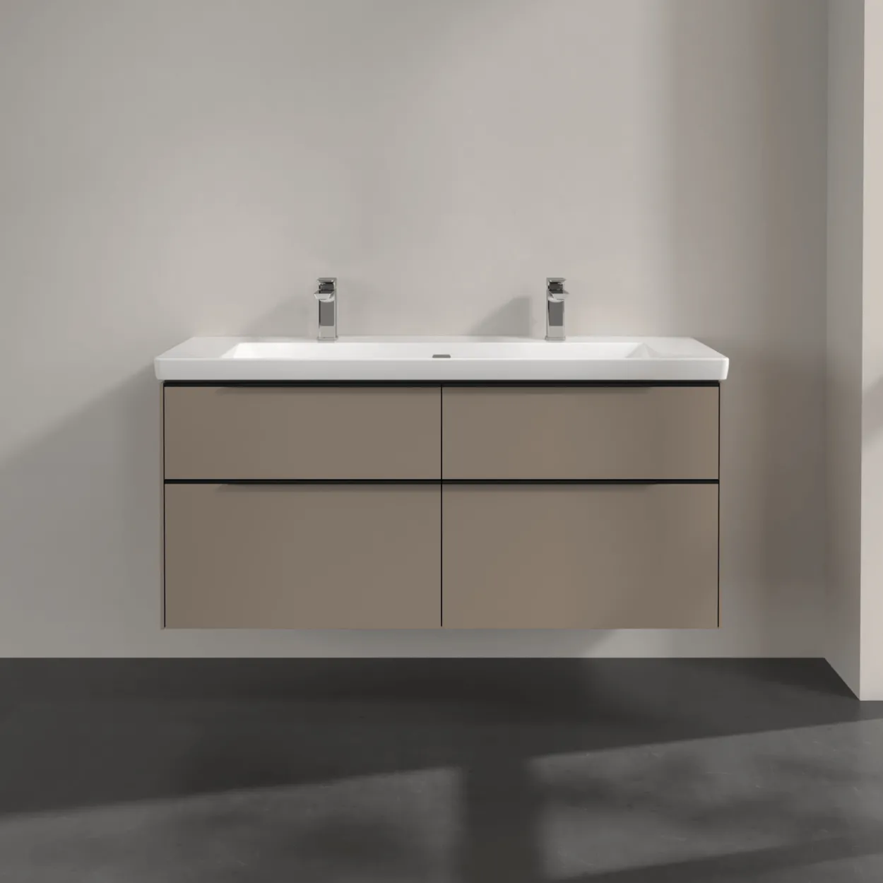 V&b subway 3.0 servantskap 127x57 taupe håndtak i volcano black