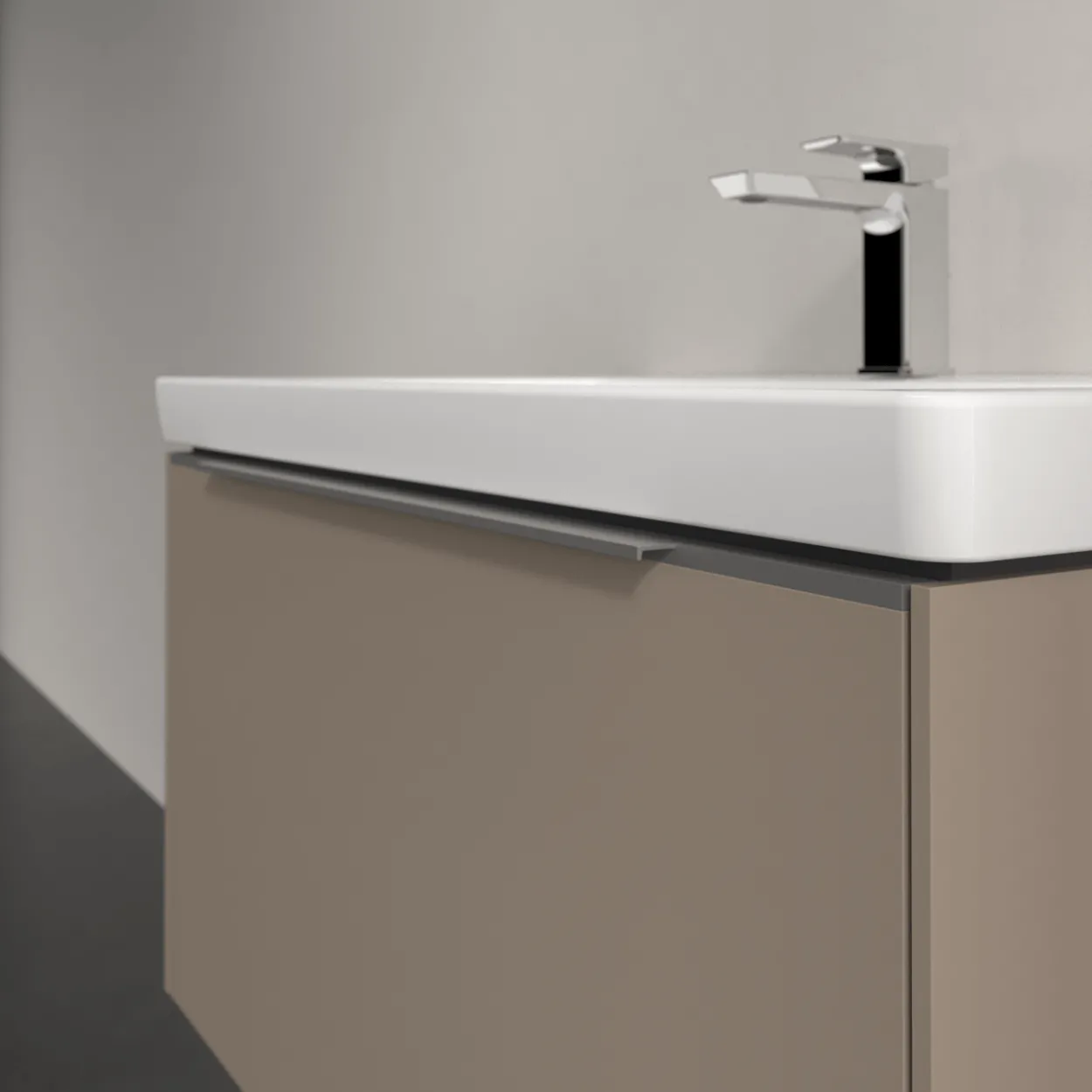 V&b subway 3.0 servantskap 77x42 taupe m/lys håndtak i krom