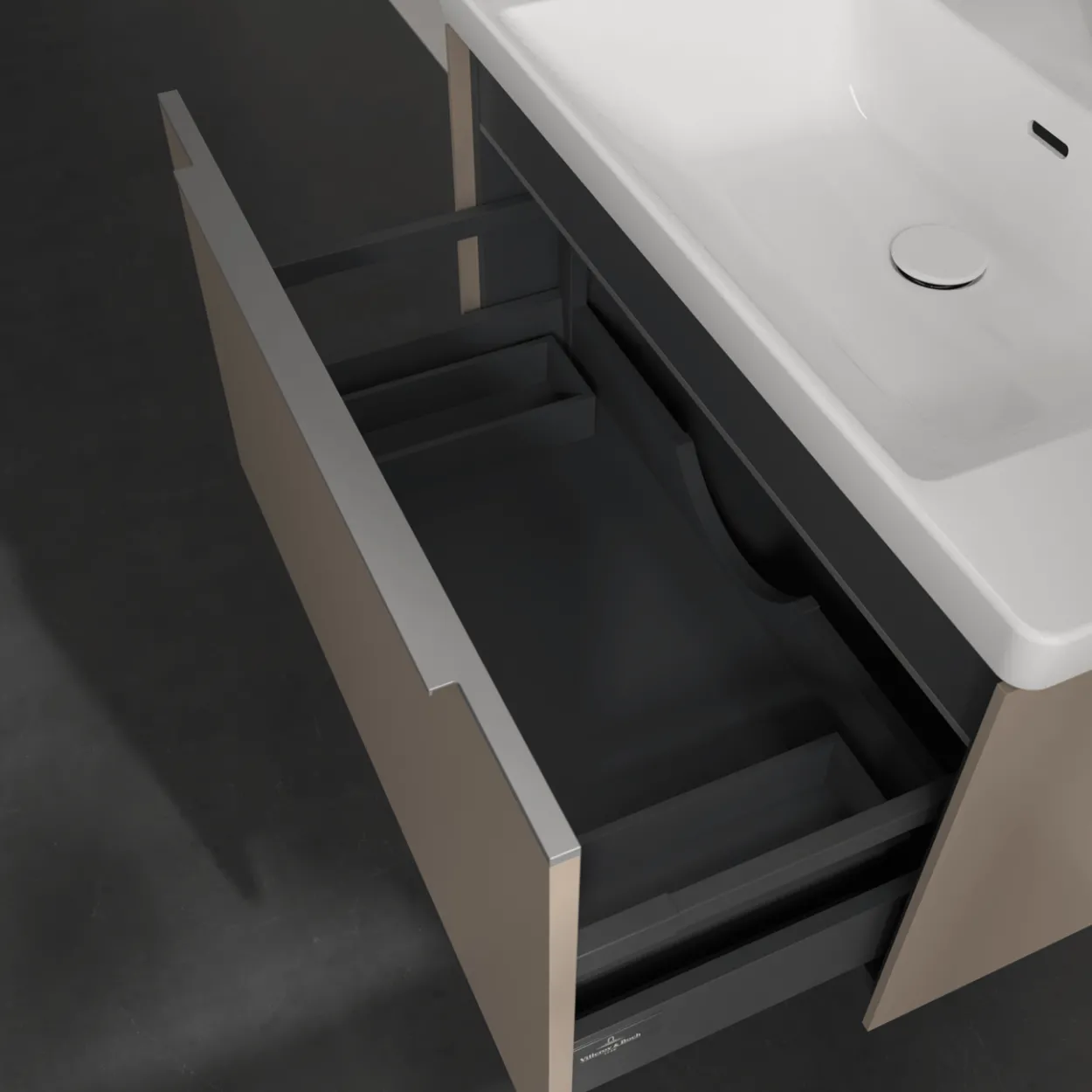 V&b subway 3.0 servantskap 77x42 taupe m/lys håndtak i krom