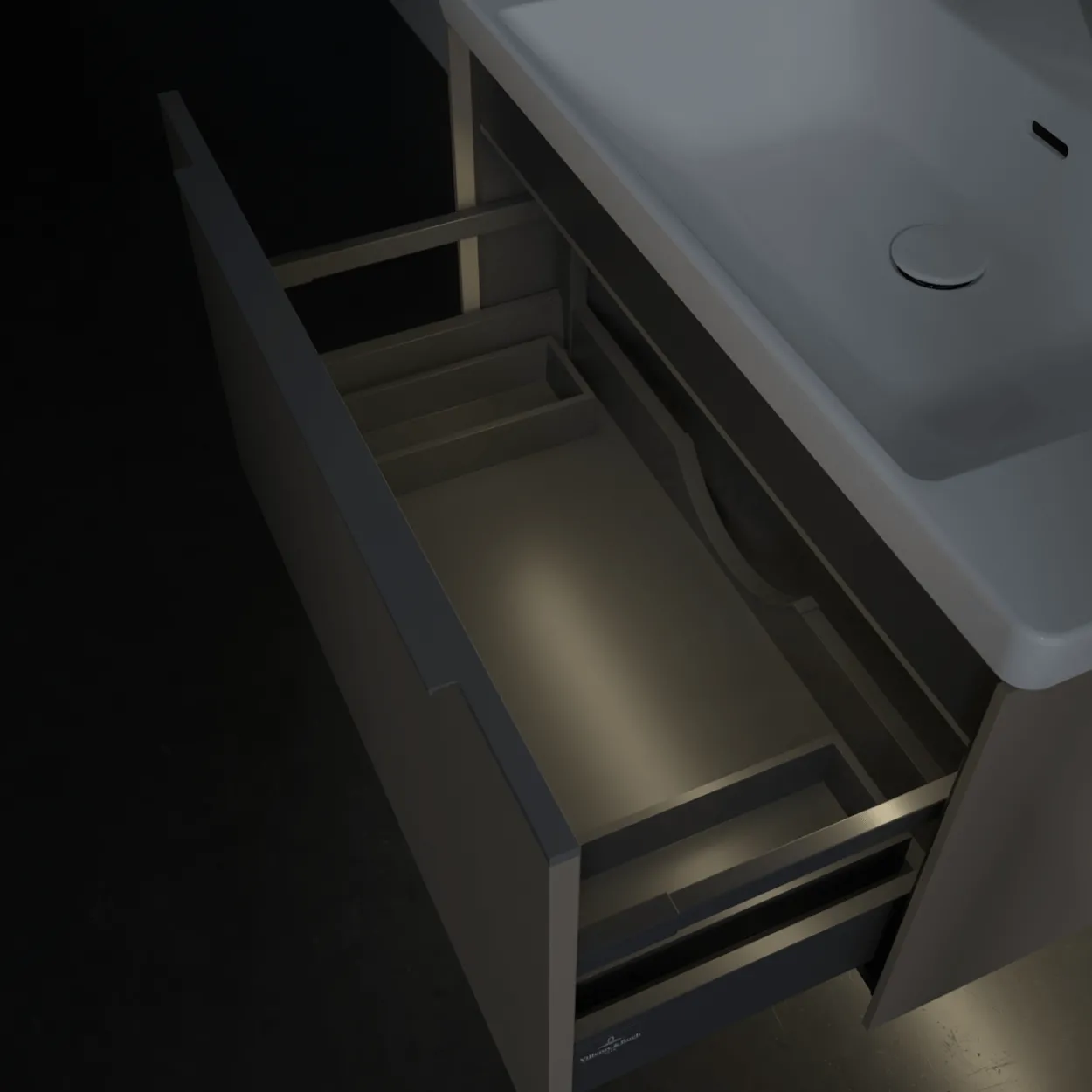 V&b subway 3.0 servantskap 77x42 taupe m/lys håndtak i krom