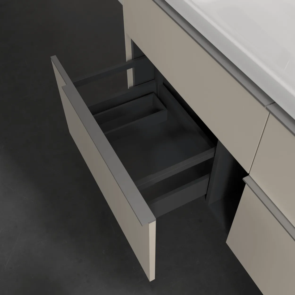 V&b subway 3.0 servantskap 127x57 taupe m/lys håndtak i krom