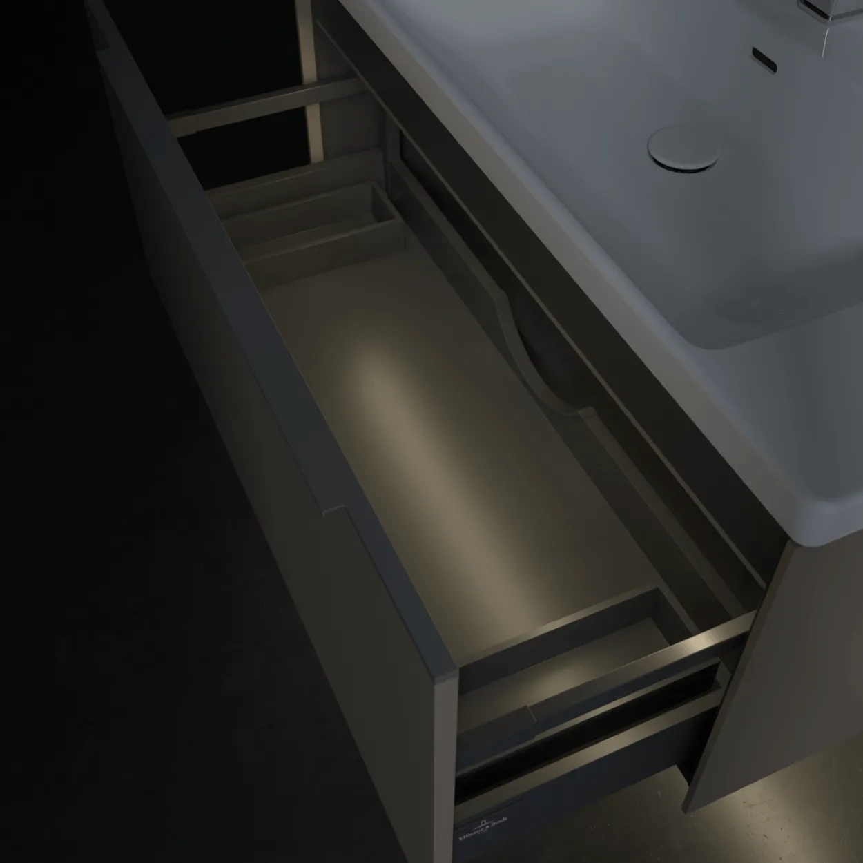 V&b subway 3.0 servantskap 97x42 taupe m/lys håndtak i krom