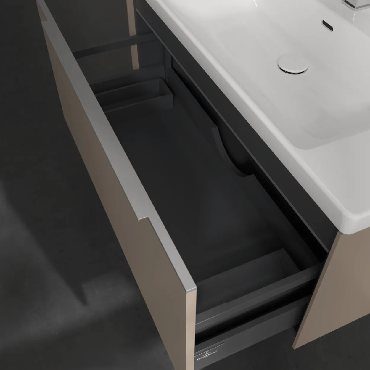 V&b subway 3.0 servantskap 97x42 taupe m/lys håndtak i krom