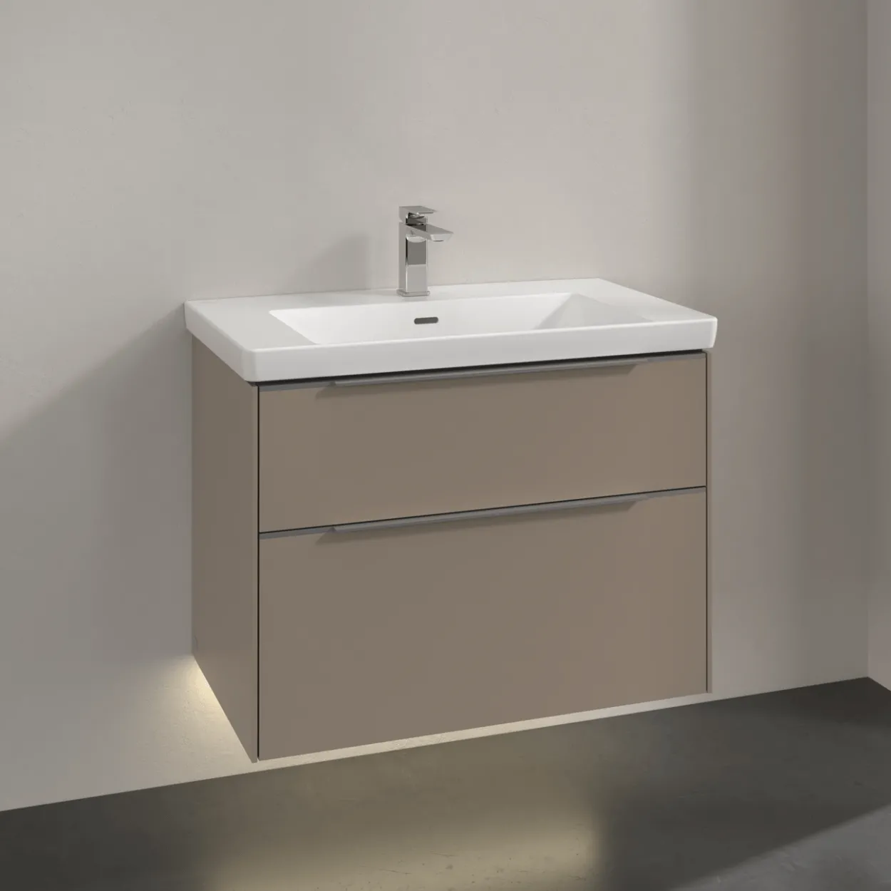 V&b subway 3.0 servantskap 77x57 taupe m/lys håndtak i krom