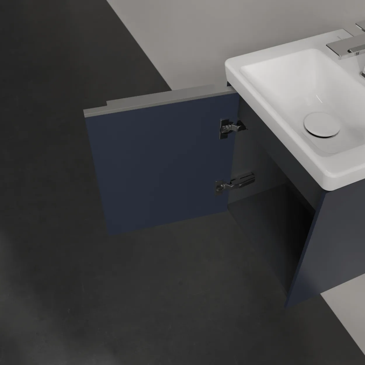 V&b subway 3.0 servantskap 35x42 venstre marine blue håndtak i krom