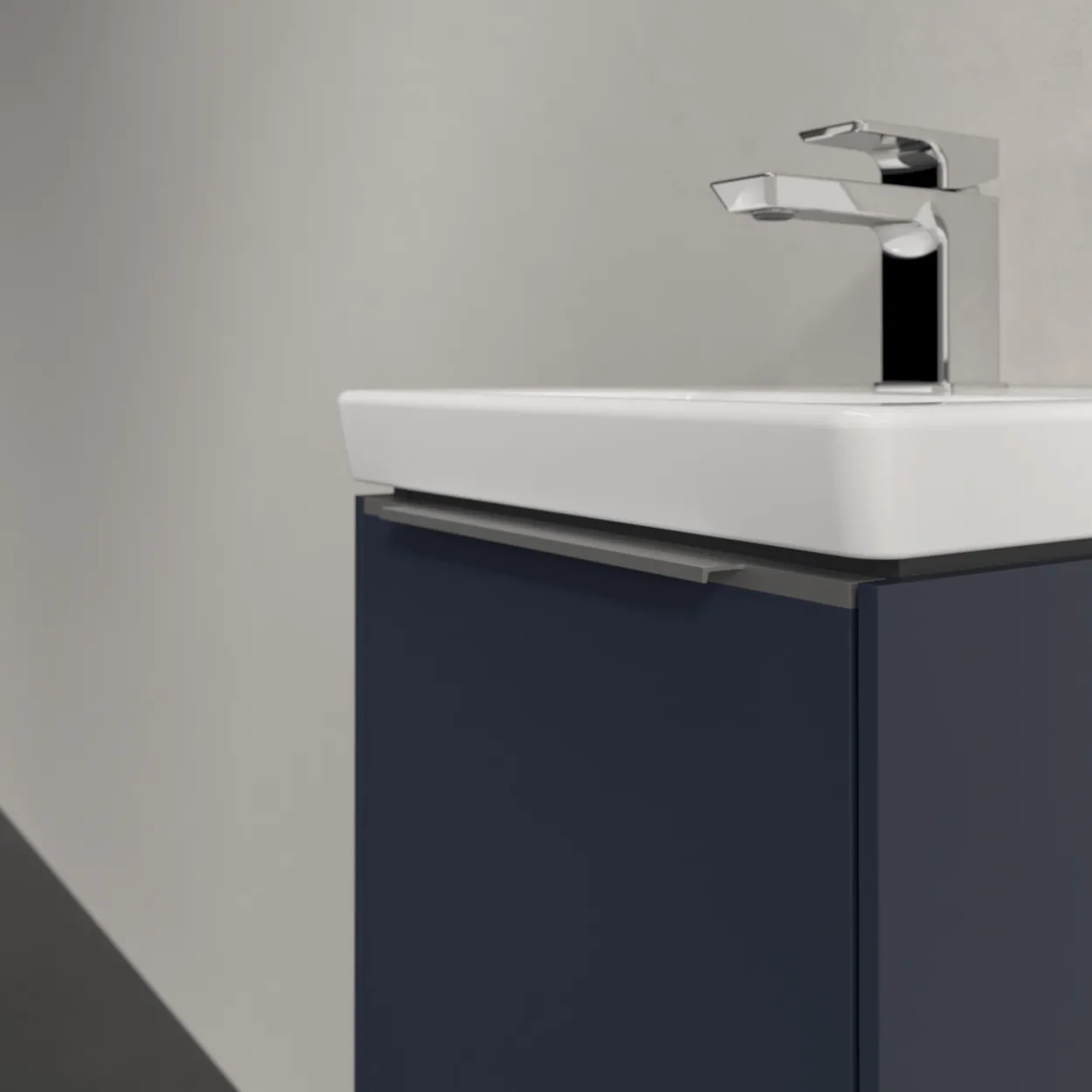 V&b subway 3.0 servantskap 35x42 venstre marine blue håndtak i krom