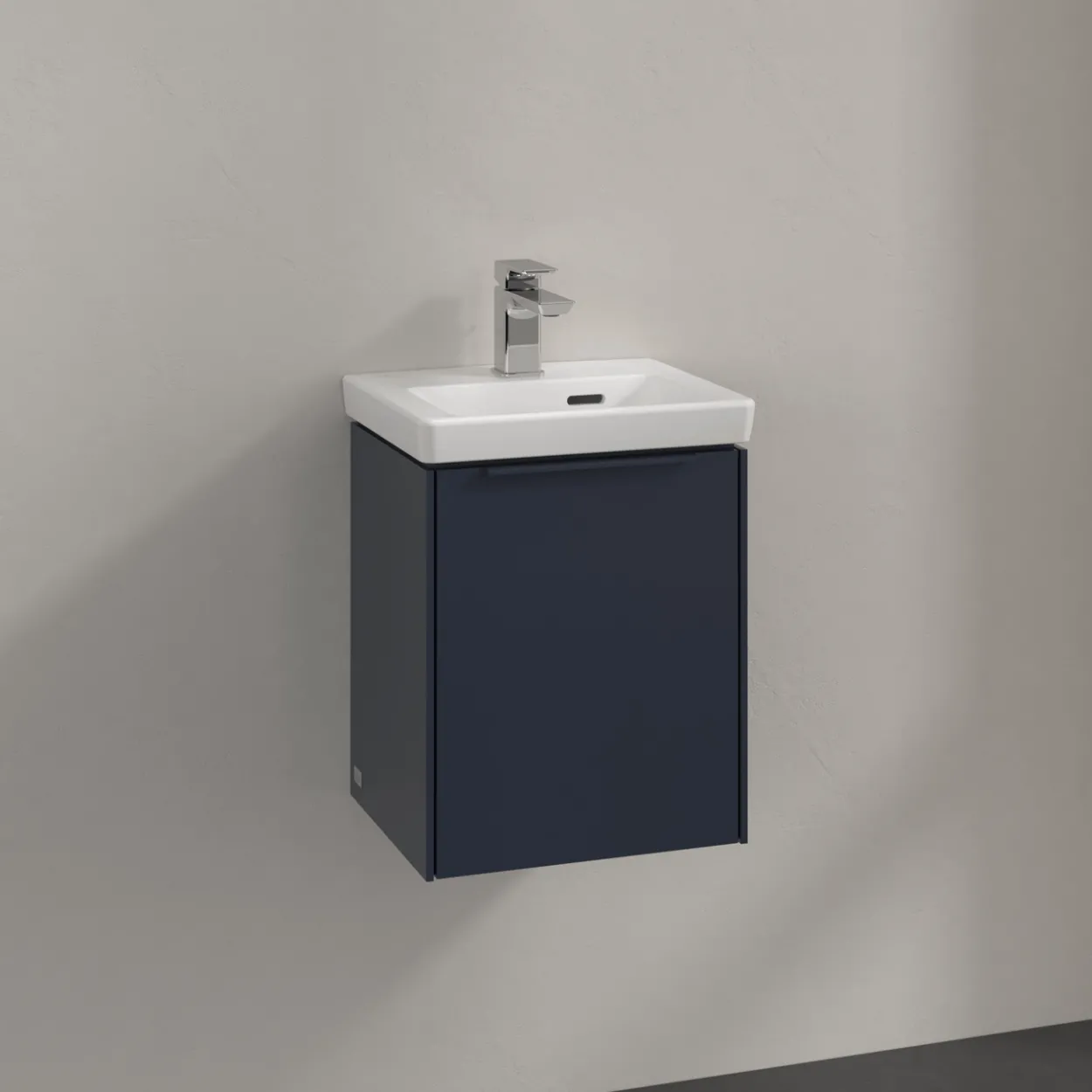 V&b subway 3.0 servantskap 35x42 venstre marine blue håndtak i møbelets farge