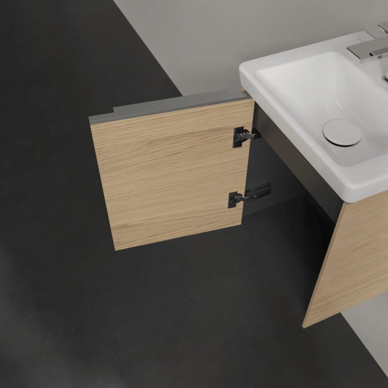 V&b subway 3.0 servantskap 35x42 venstre nordic oak håndtak i krom