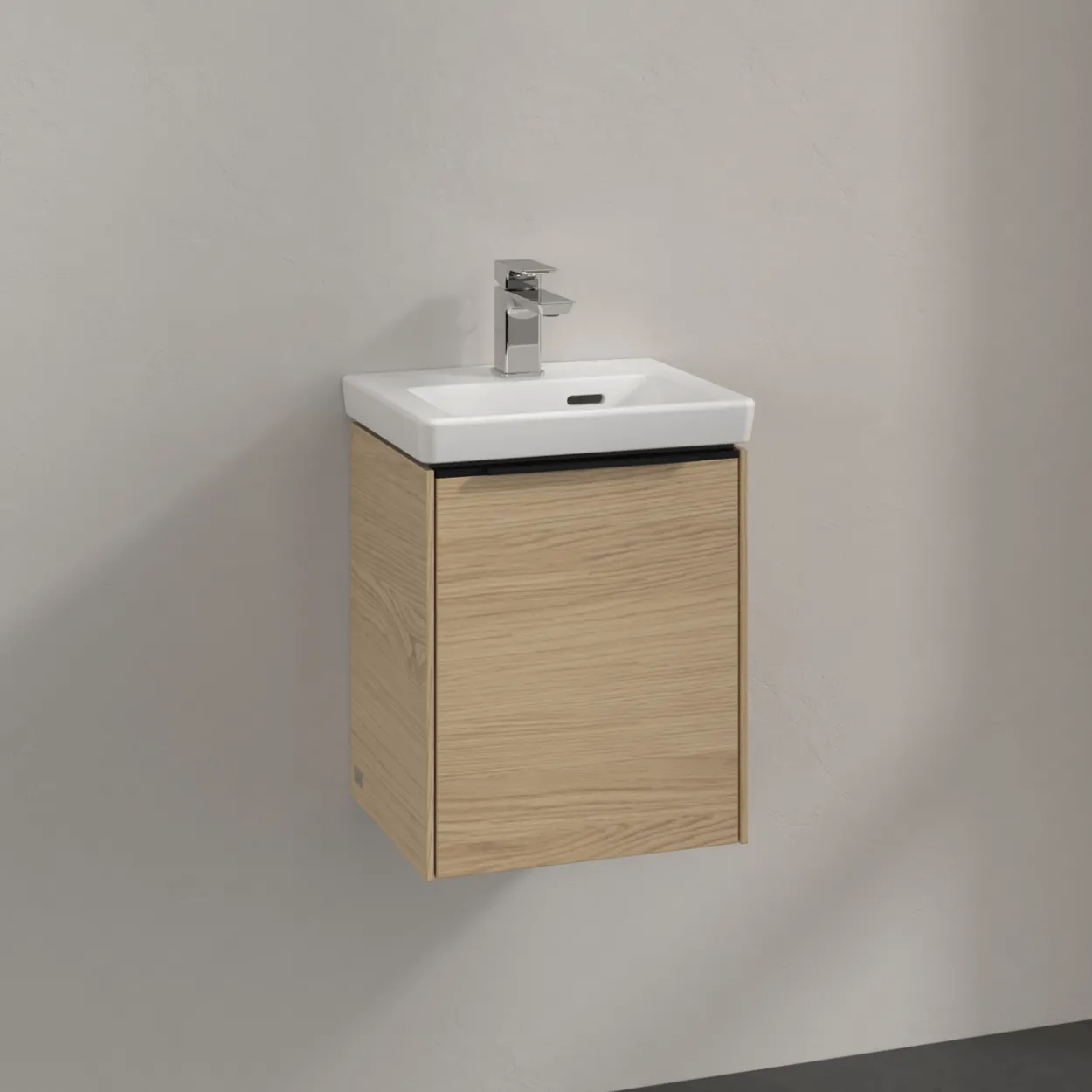 V&b subway 3.0 servantskap 35x42 venstre nordic oak håndtak i volcano black