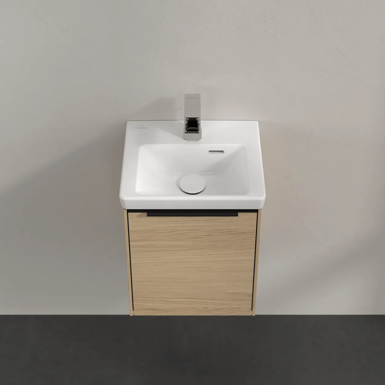 V&b subway 3.0 servantskap 35x42 venstre nordic oak håndtak i volcano black