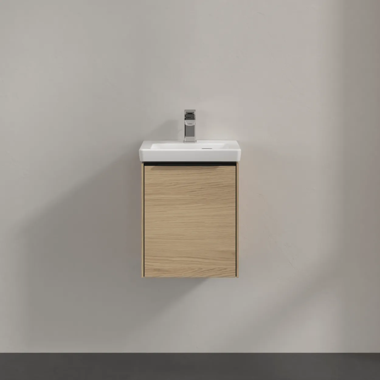 V&b subway 3.0 servantskap 35x42 venstre nordic oak håndtak i volcano black