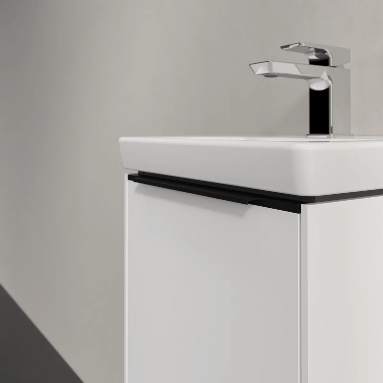 V&b subway 3.0 servantskap 35x42 venstre pure white håndtak i volcano black
