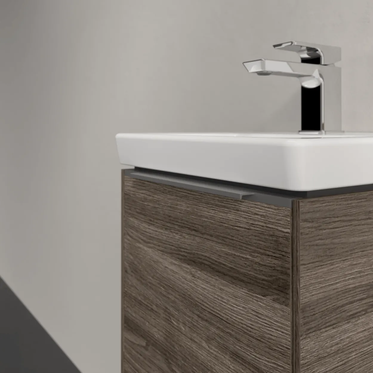 V&b subway 3.0 servantskap 35x42 venstre stone oak håndtak i krom