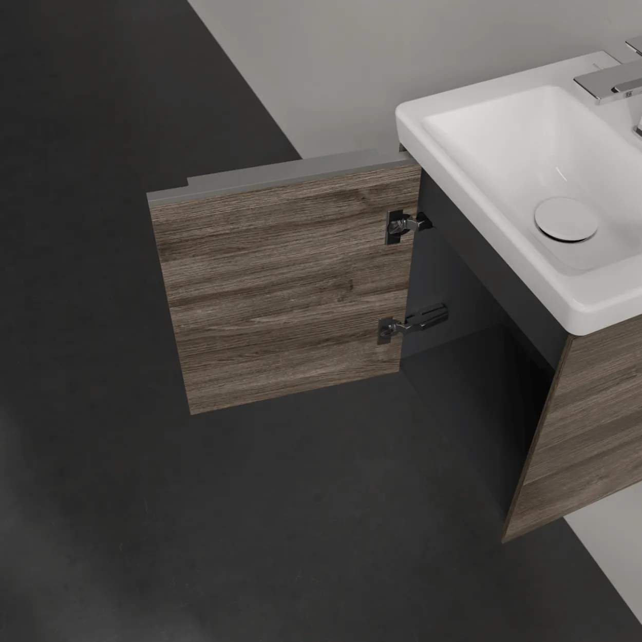 V&b subway 3.0 servantskap 35x42 venstre stone oak håndtak i krom