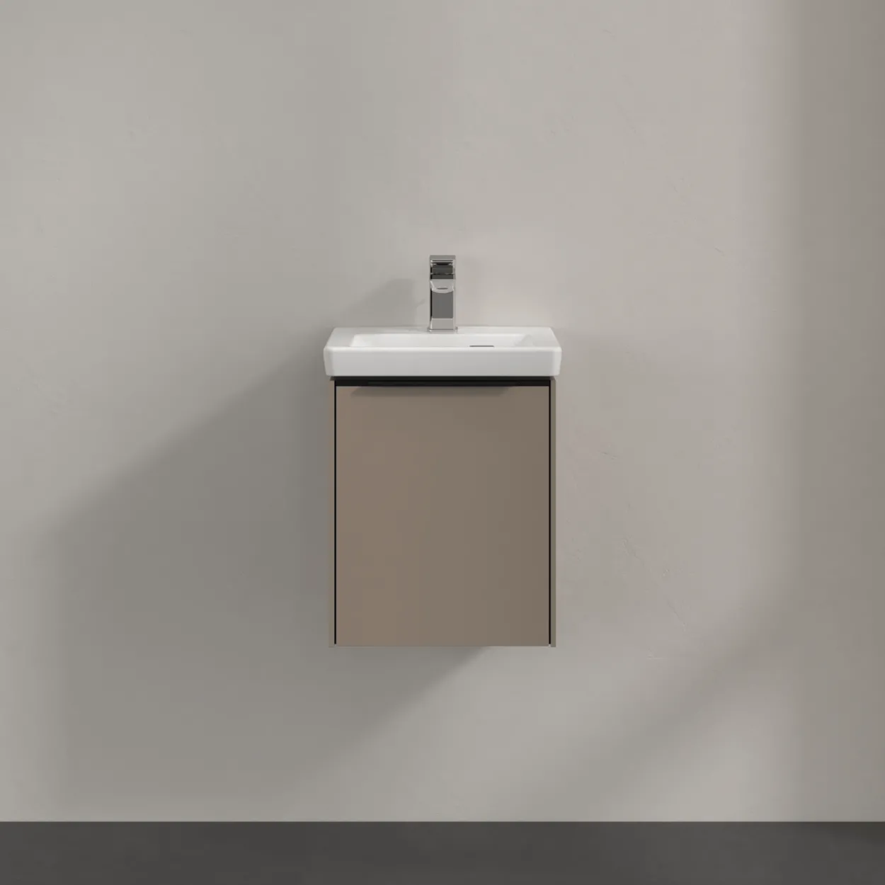 V&b subway 3.0 servantskap 35x42 venstre taupe håndtak i volcano black