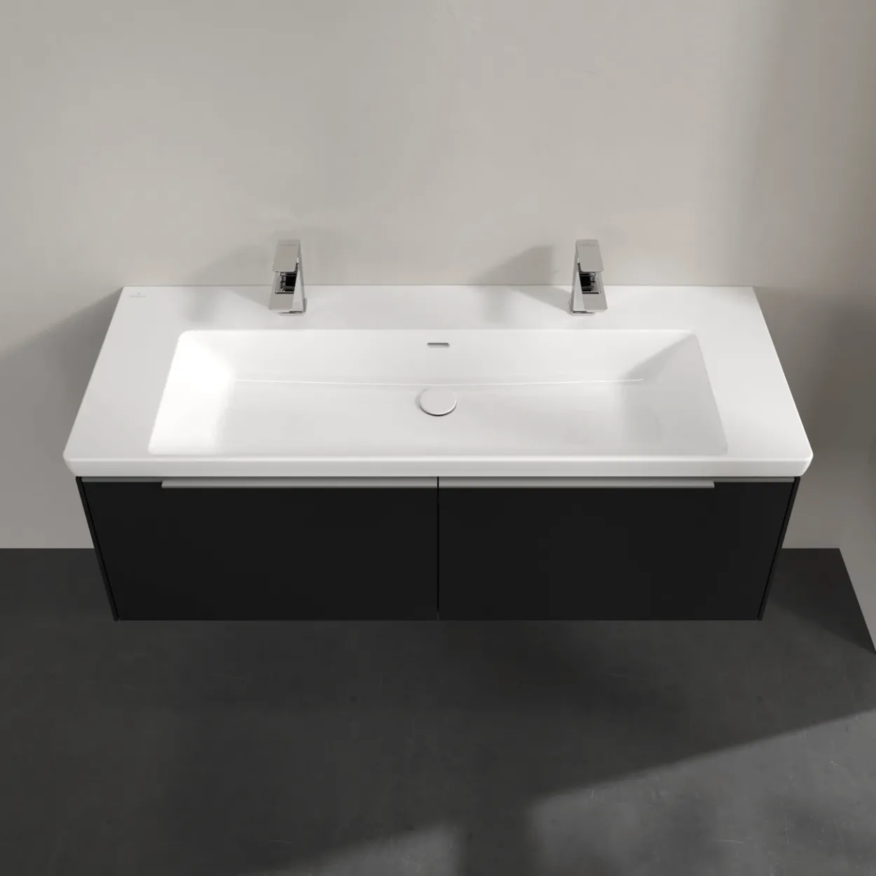 V&b subway 3.0 servantskap 127x42 volcano black håndtak i krom