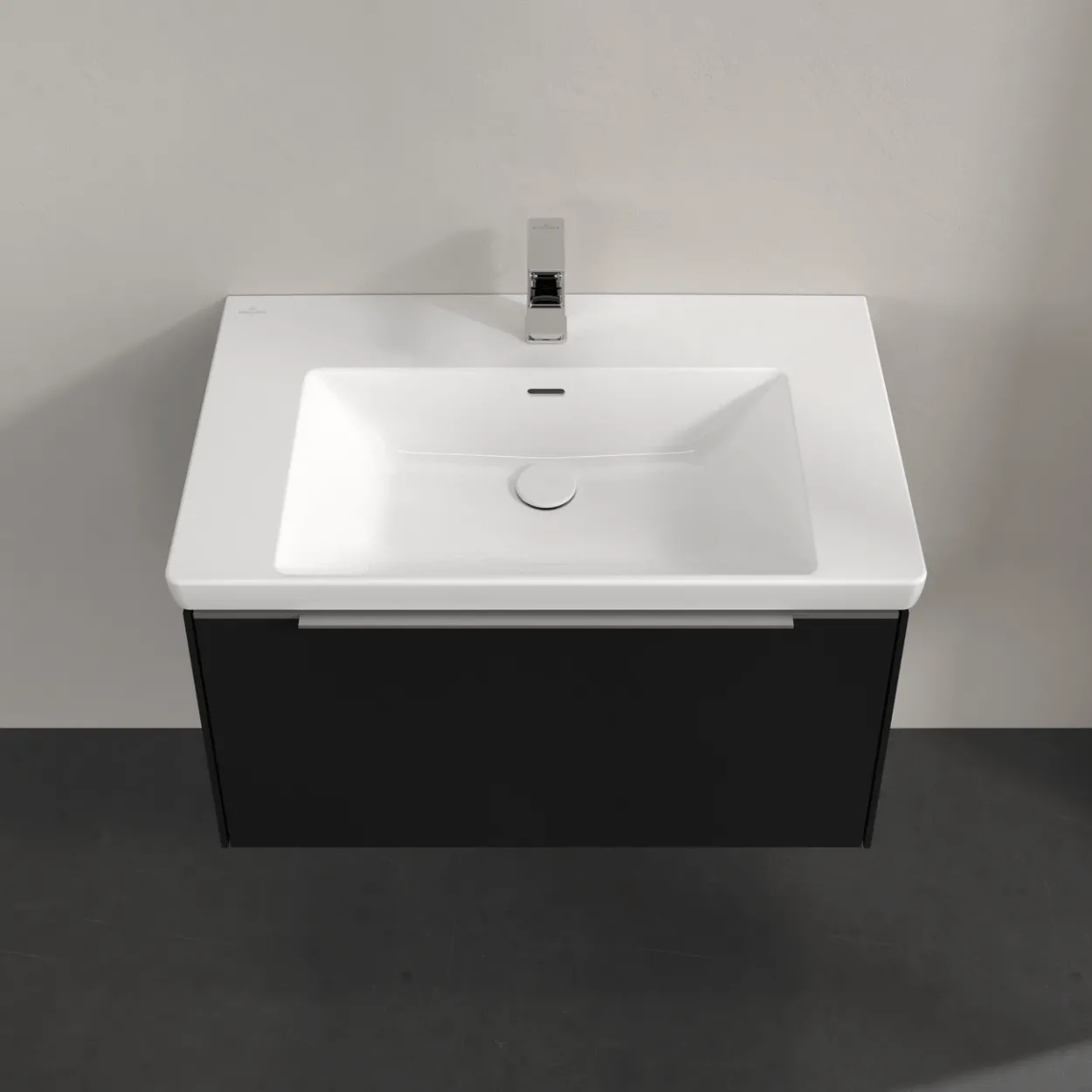 V&b subway 3.0 servantskap 77x42 volcano black håndtak i krom