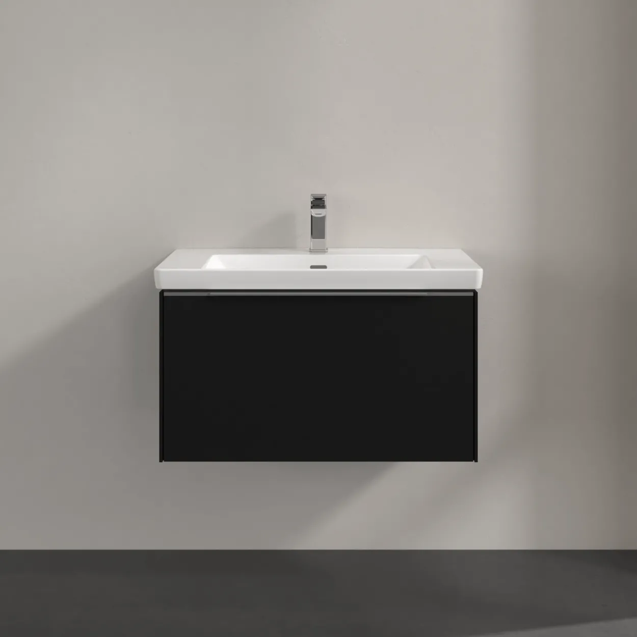 V&b subway 3.0 servantskap 77x42 volcano black håndtak i krom