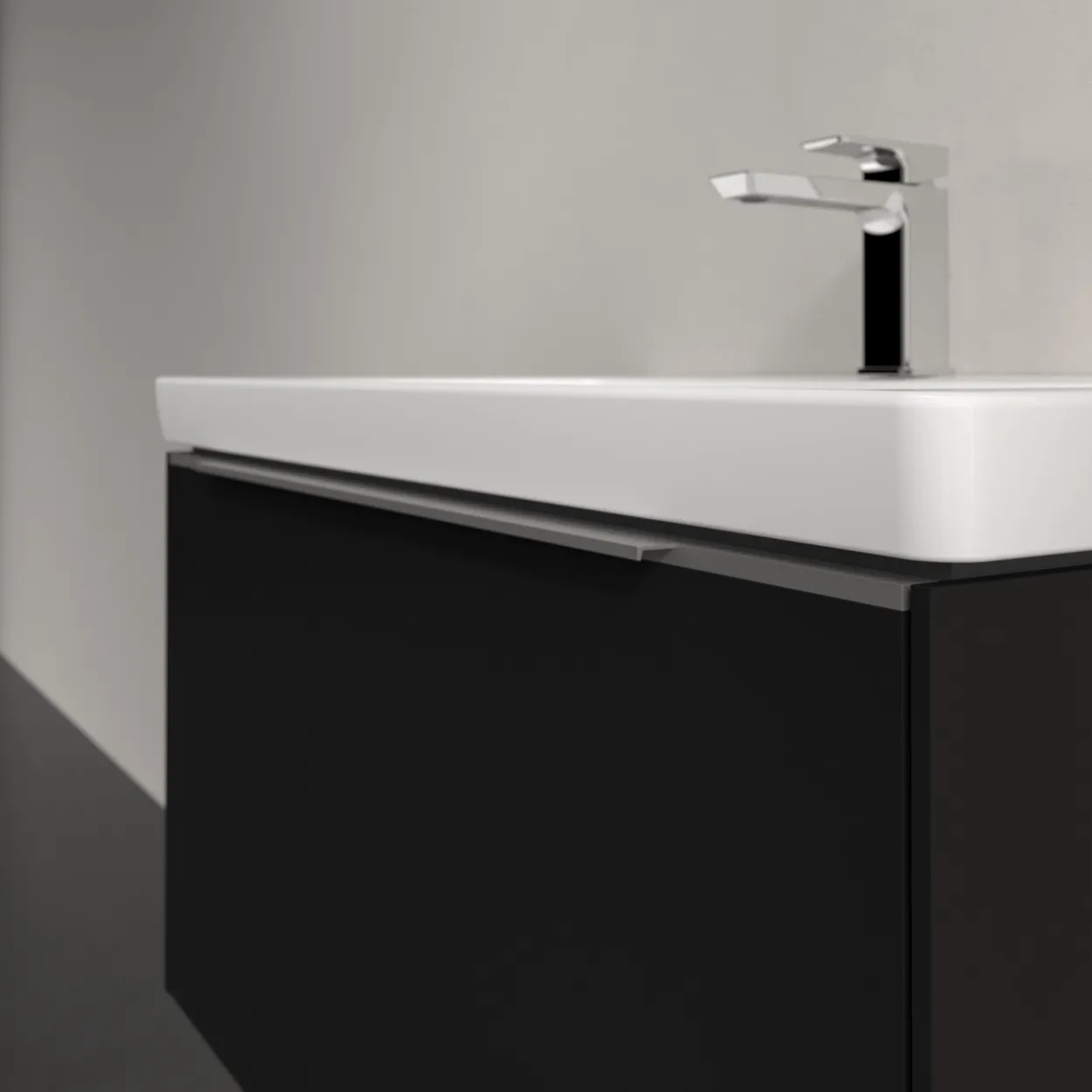 V&b subway 3.0 servantskap 77x42 volcano black håndtak i krom