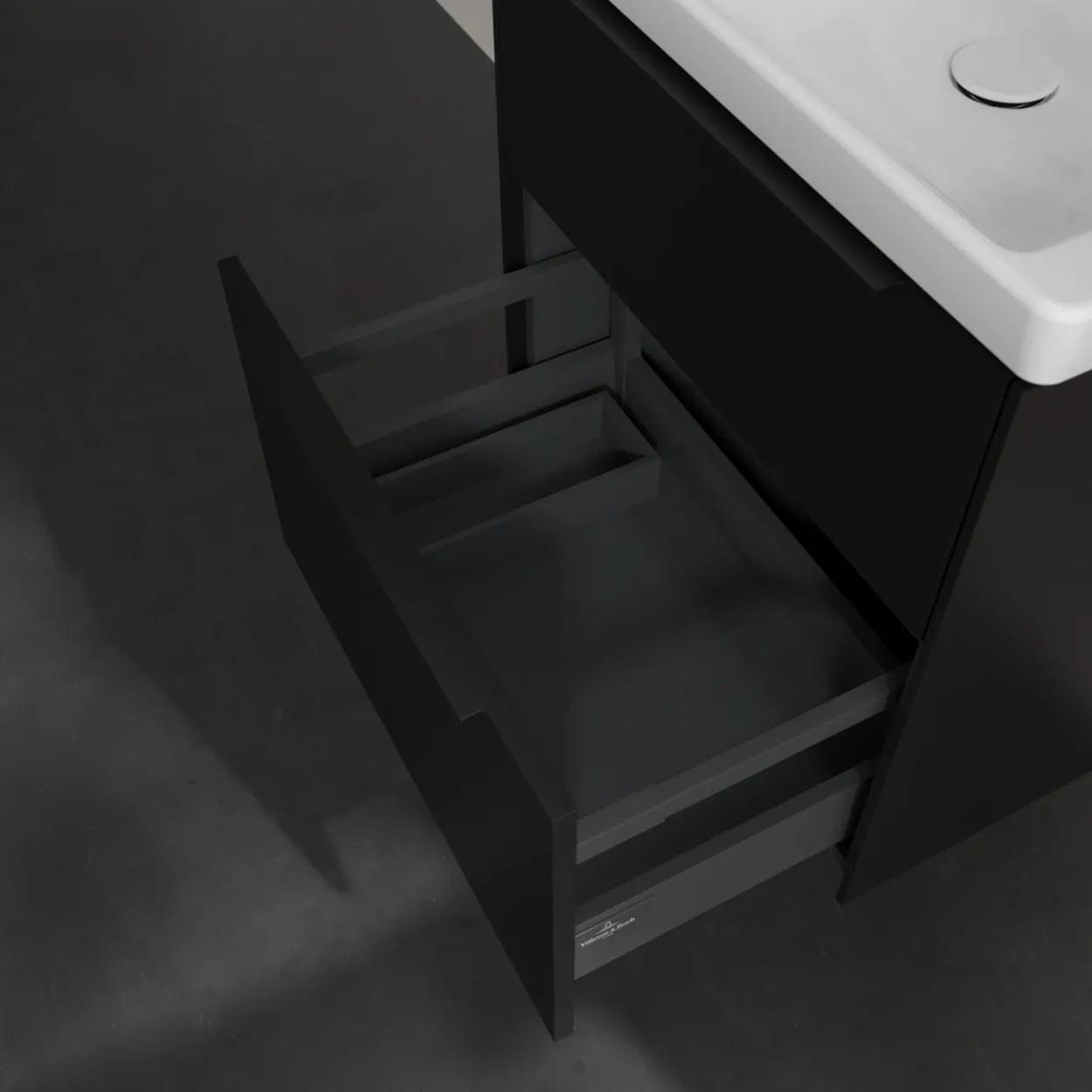 V&b subway 3.0 servantskap 57x47 volcano black håndtak i møbelets farge