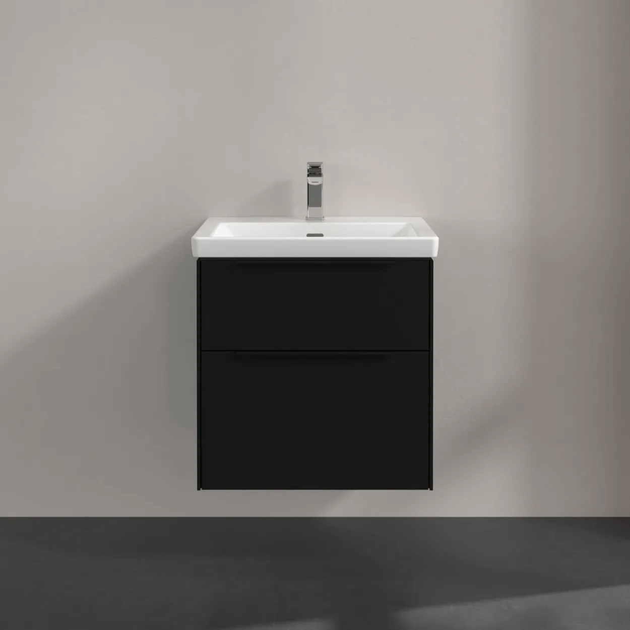 V&b subway 3.0 servantskap 57x47 volcano black håndtak i møbelets farge