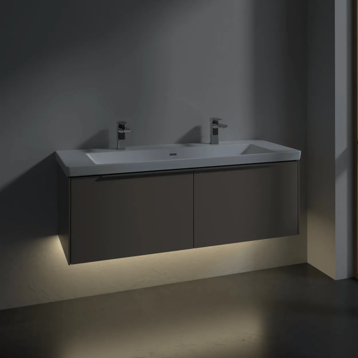 V&b subway 3.0 servantskap 127x42 volcano black m/lys håndtak i krom