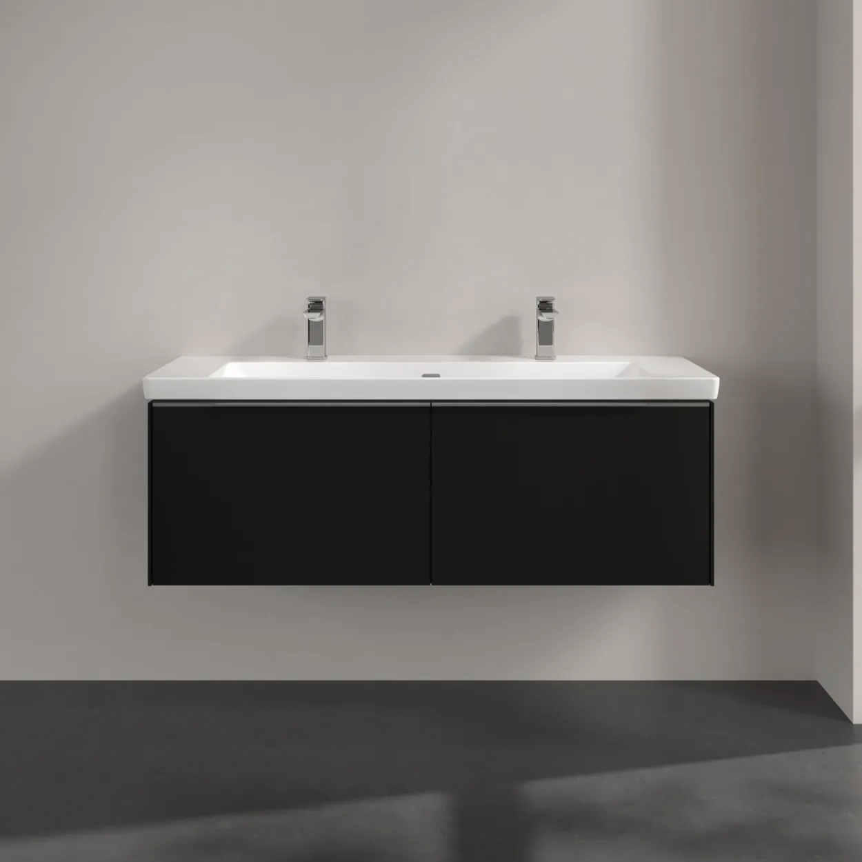 V&b subway 3.0 servantskap 127x42 volcano black m/lys håndtak i krom