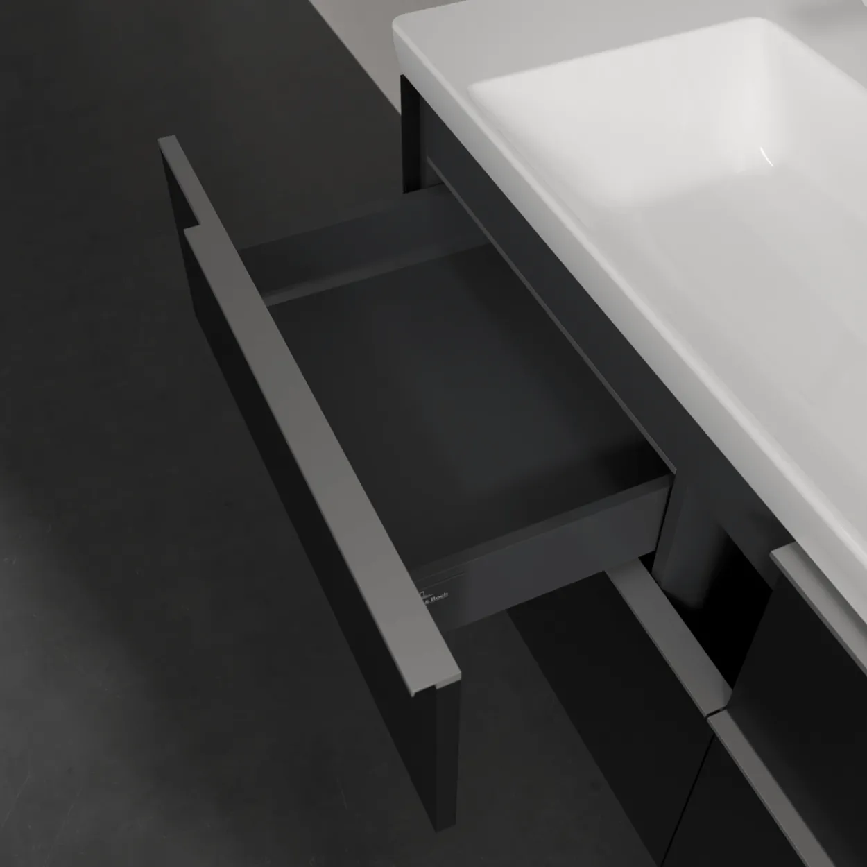 V&b subway 3.0 servantskap 127x57 volcano black m/lys håndtak i krom