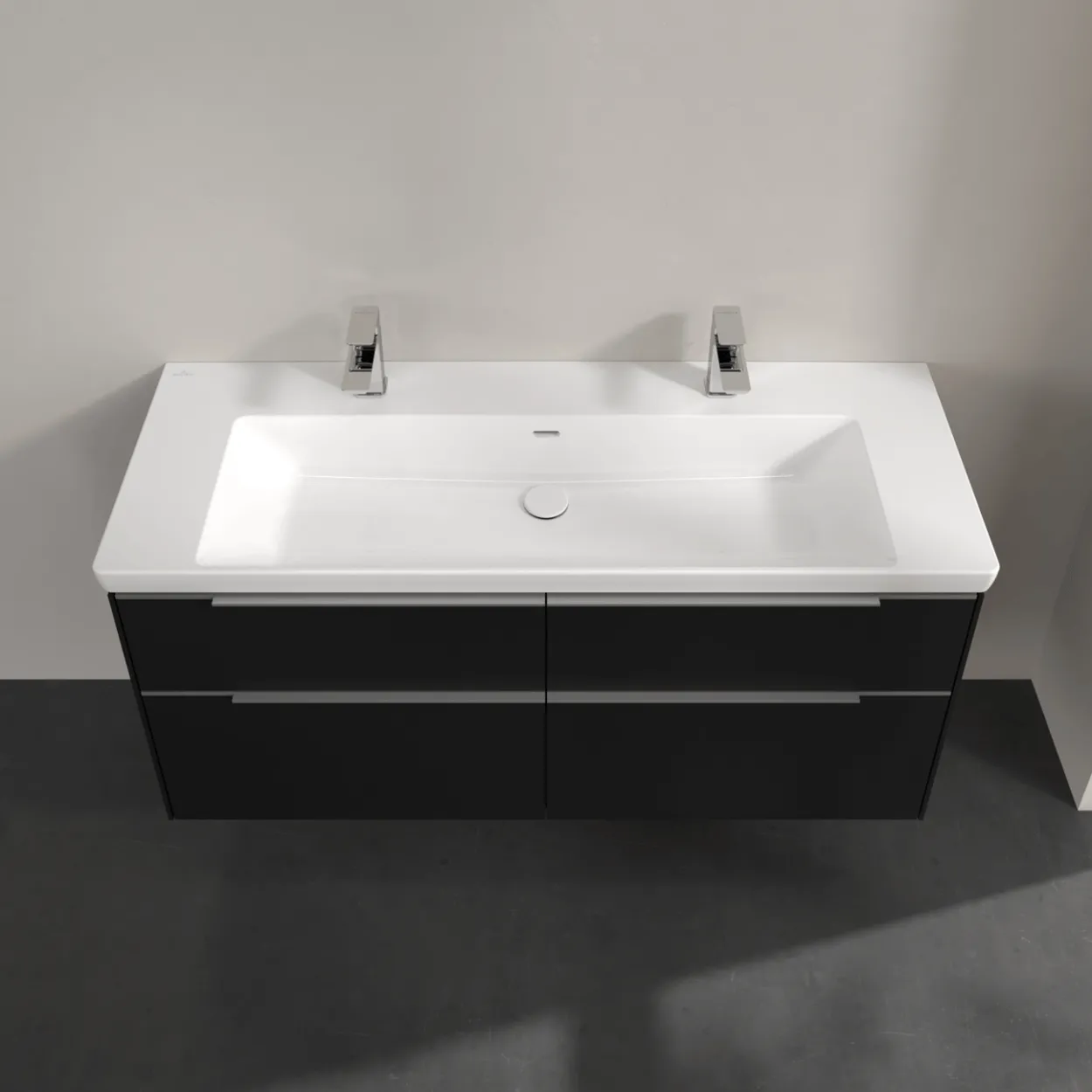 V&b subway 3.0 servantskap 127x57 volcano black m/lys håndtak i krom