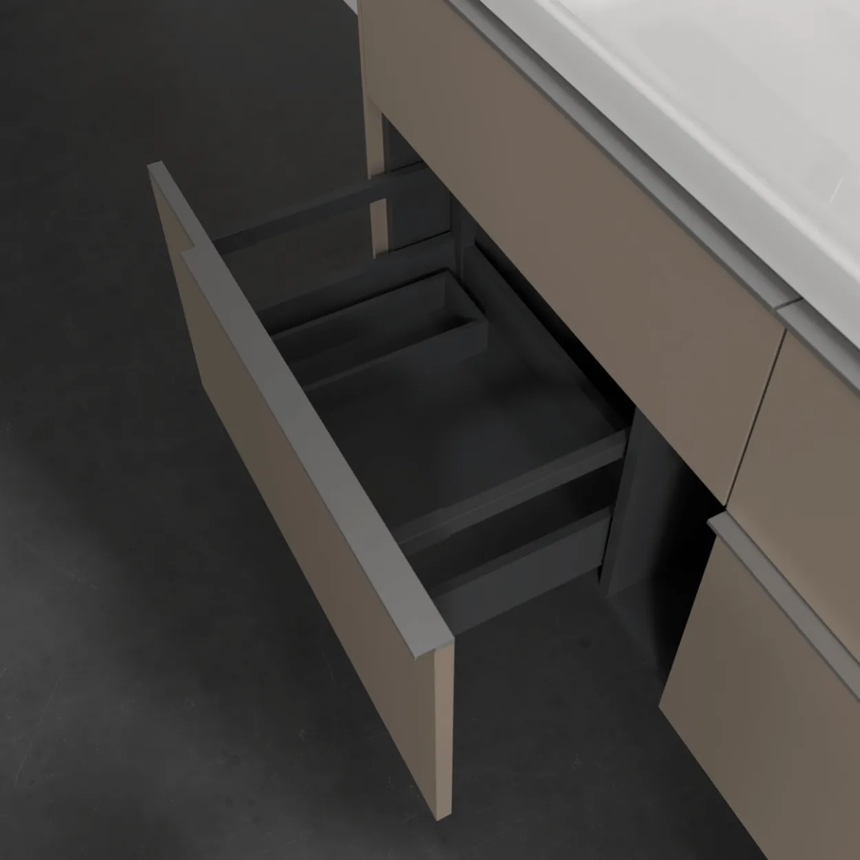 V&b subway 3.0 servantskap 127x57 volcano black m/lys håndtak i krom