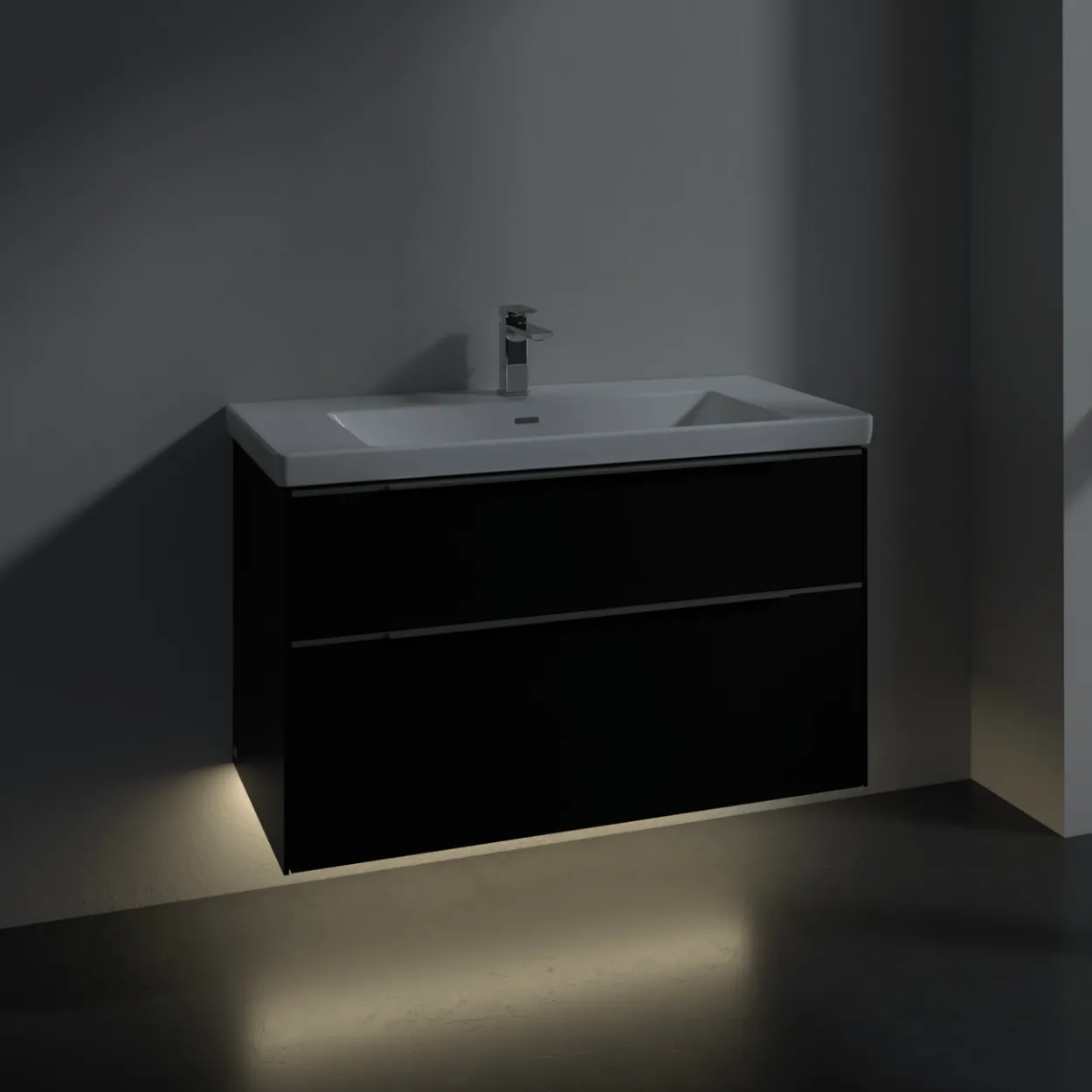 V&b subway 3.0 servantskap 97x57 volcano black m/lys håndtak i krom