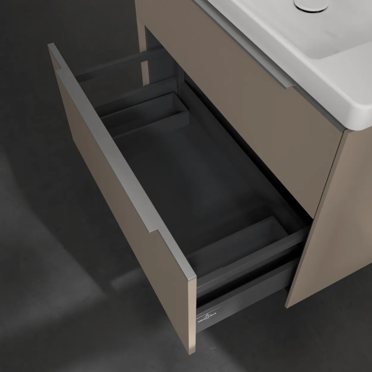 V&b subway 3.0 servantskap 77x57 volcano black m/lys håndtak i krom