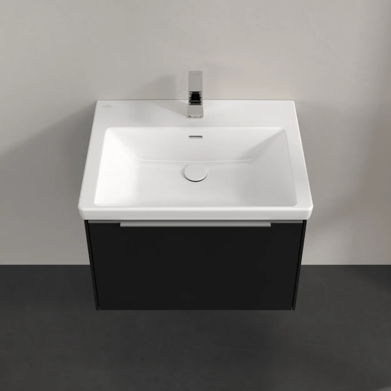 V&b subway 3.0 servantskap 66x42 volcano black m/lys håndtak i krom