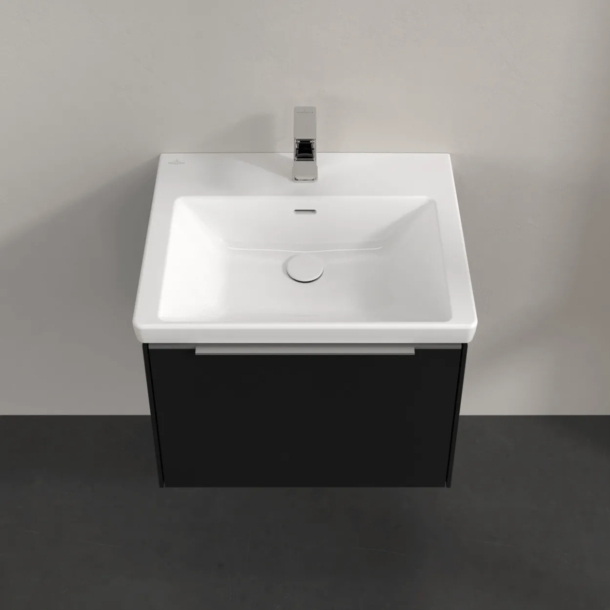 V&b subway 3.0 servantskap 57x42 volcano black m/lys håndtak i krom