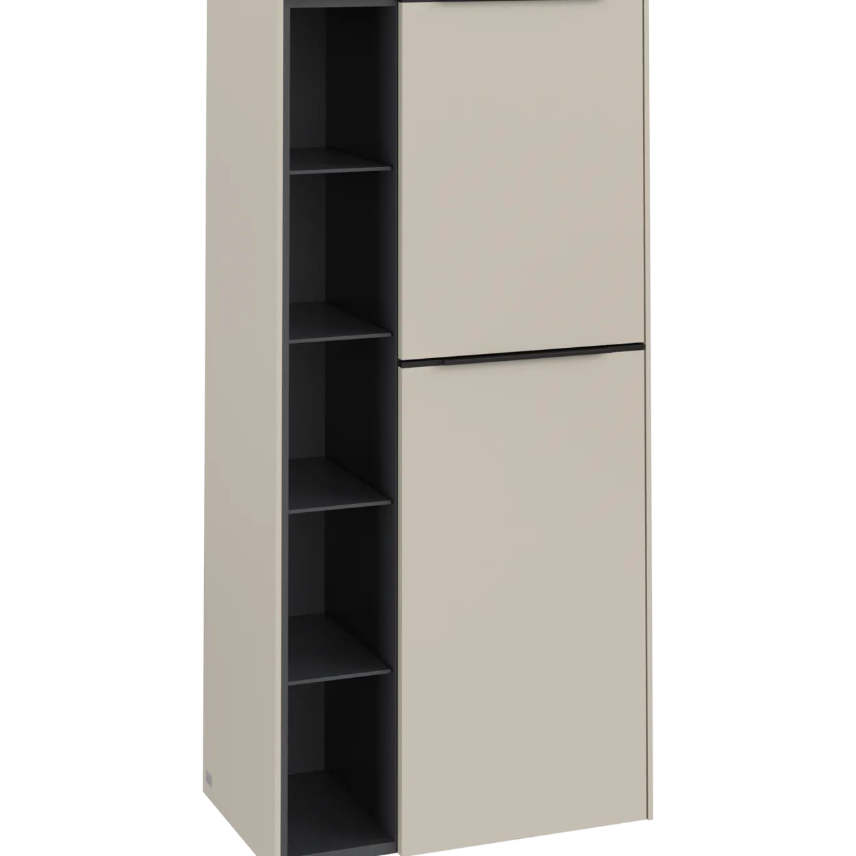 V&b subway 3.0 sideskap 57x120 høyre cashmere grey håndtak i volcano black