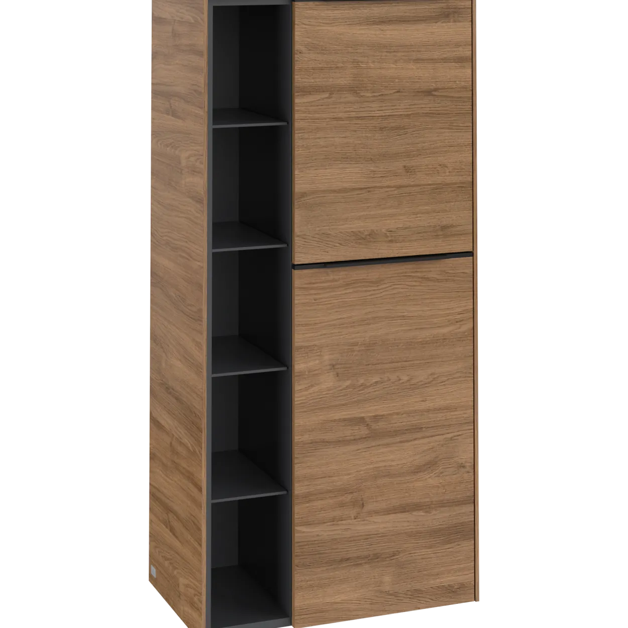 V&b subway 3.0 sideskap 57x120 høyre kansas oak håndtak i volcano black