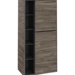 V&b subway 3.0 sideskap 57x120 høyre stone oak håndtak i volcano black