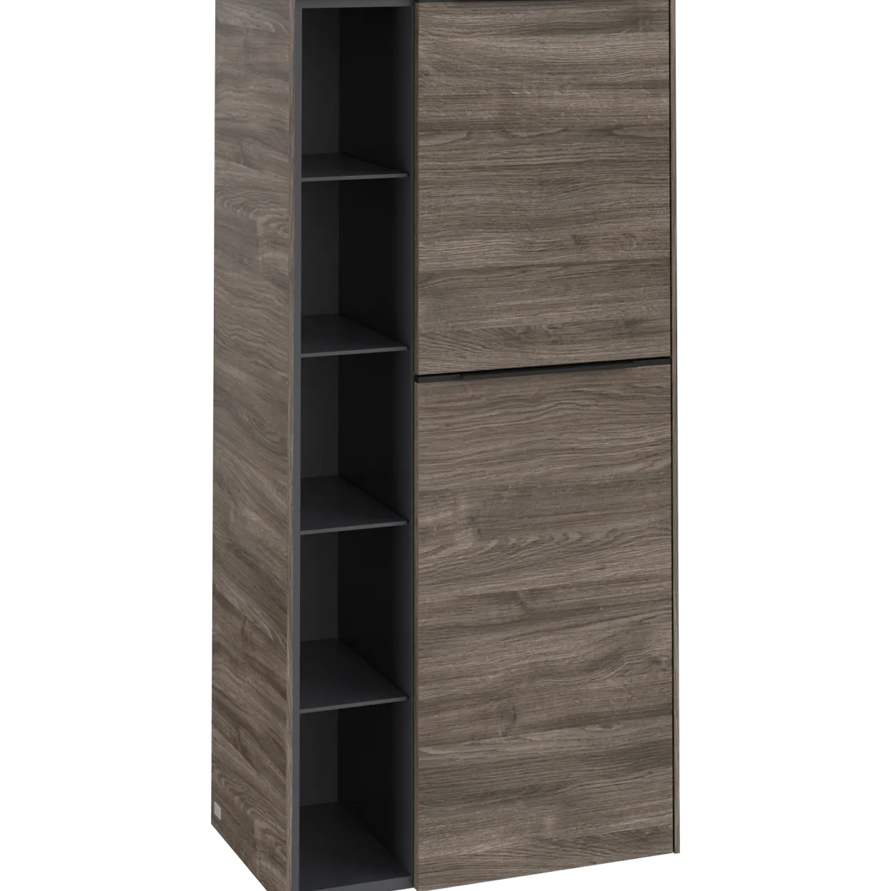 V&b subway 3.0 sideskap 57x120 høyre stone oak håndtak i volcano black