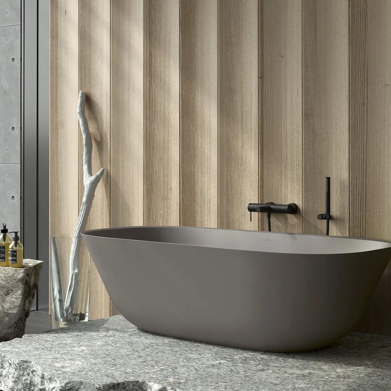 V&b theano frittstående badekar 170x75 grey