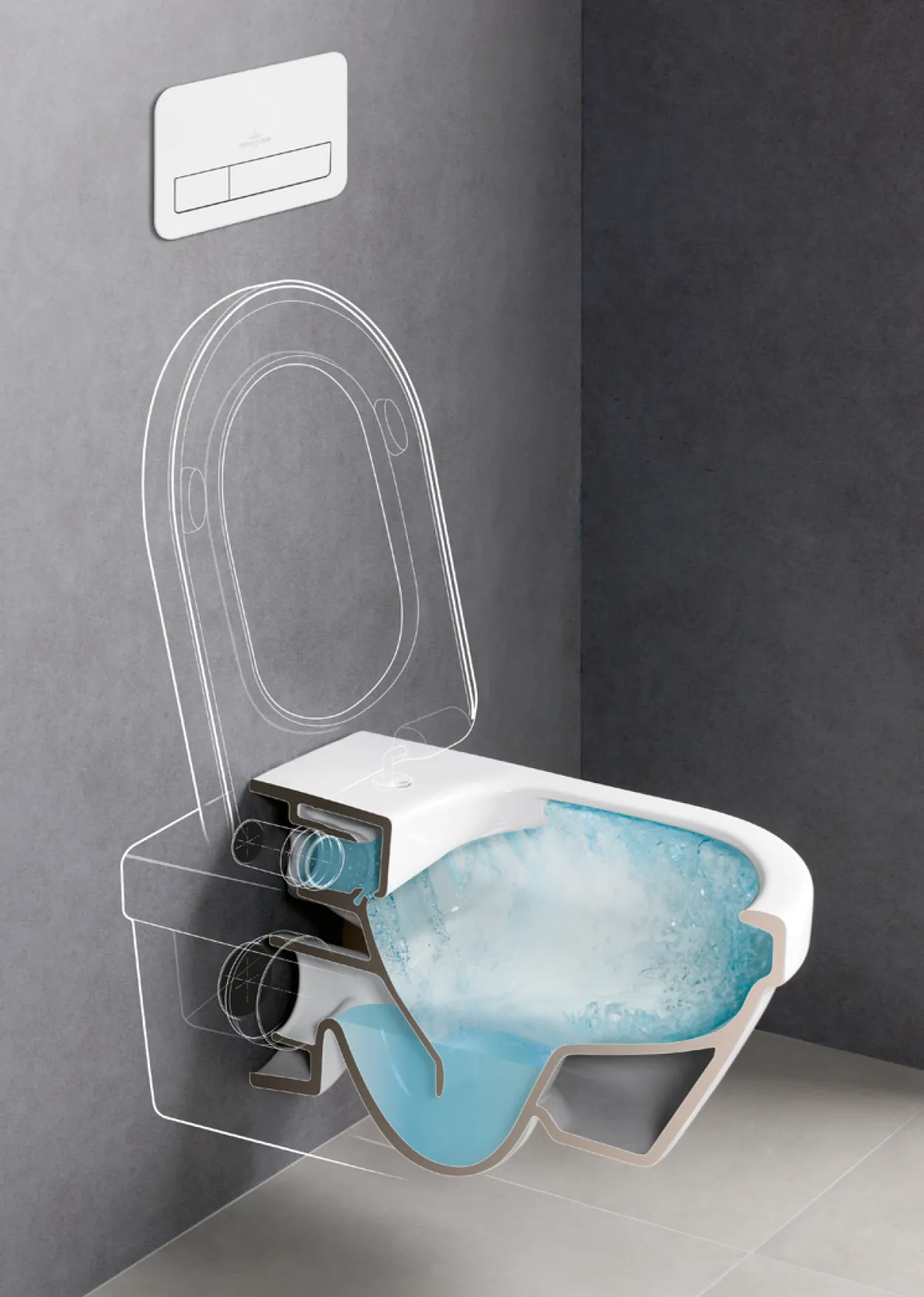 Villeroy & boch architectura oval veggskål m/sete & åpen spylekant, hvit alpin